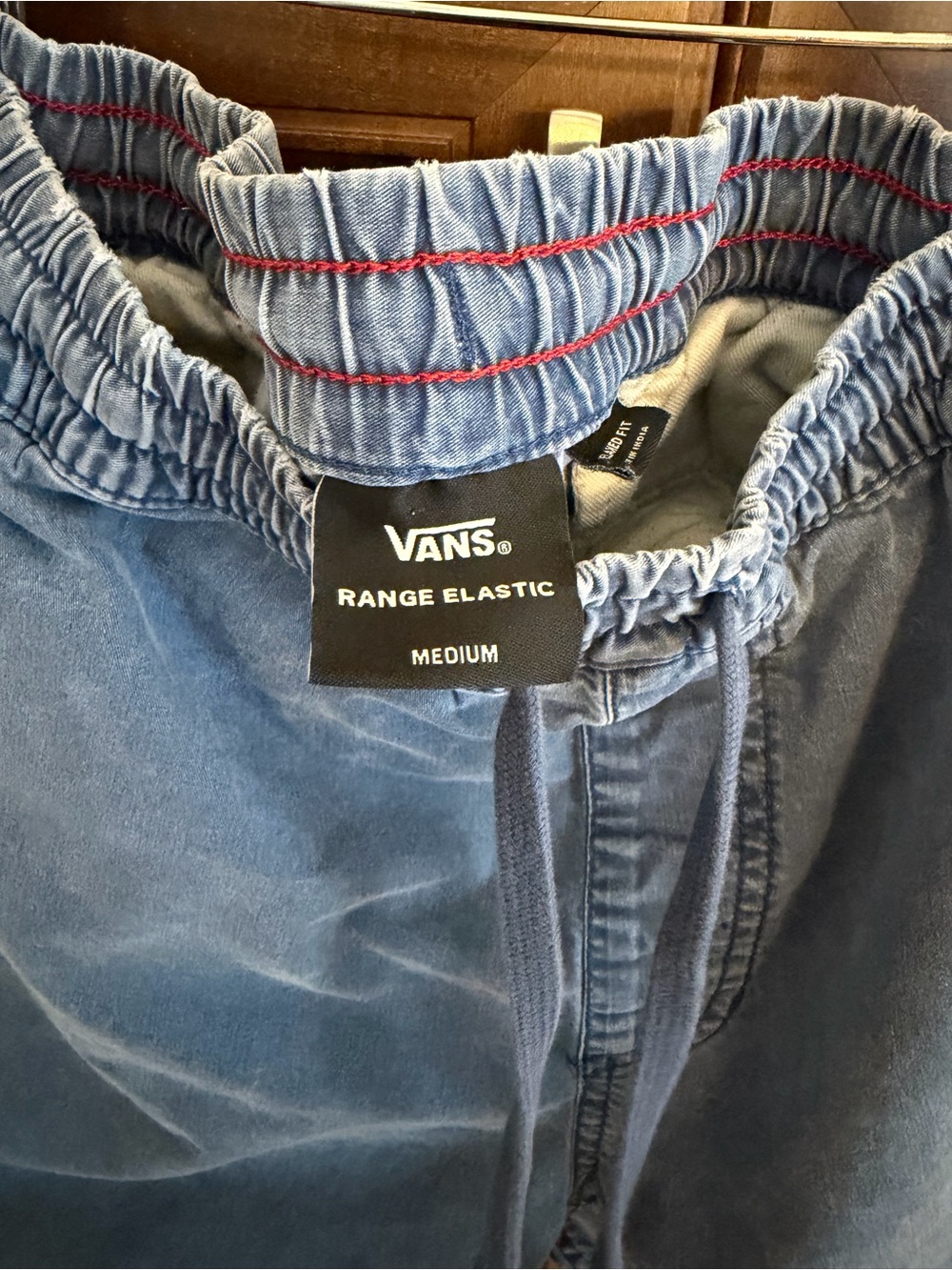 Vans Distressed Blue Elastic Waist Shorts with Back Pocket - Picture 4 of 4